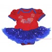 American's Birthday Red Baby Bodysuit Bling Royal Blue Sequins Pettiskirt & Sparkle Rhinestone 4th July Print JS4536